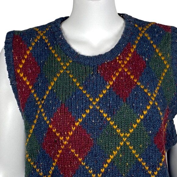 Vintage Argyle Sweater Vest By Pasta Womens L Wool Blend Sleeveless Knit - Picture 2 of 4